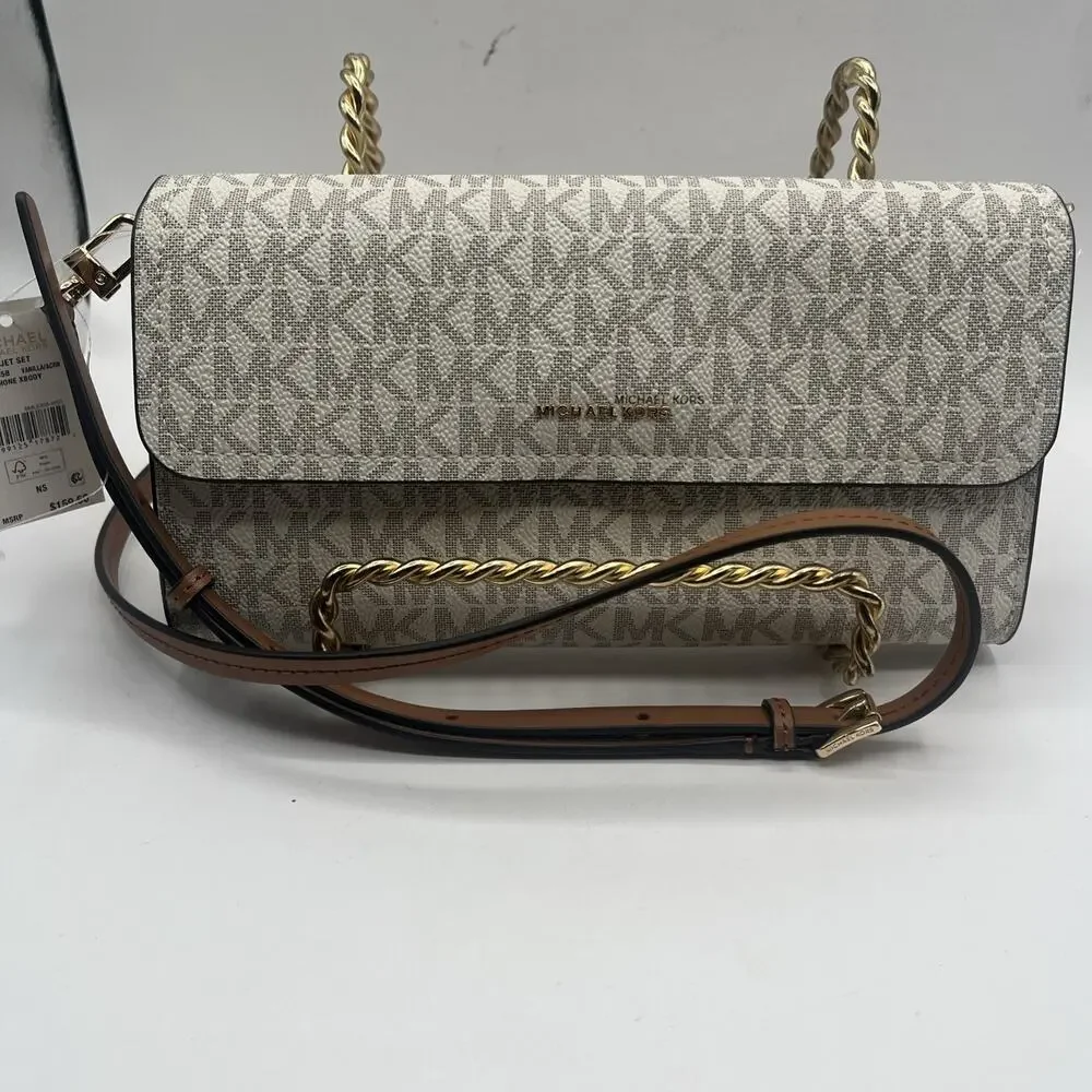 Michael Kors Jet Set Vanilla Multifunctional Crossbody Wallet Handbag